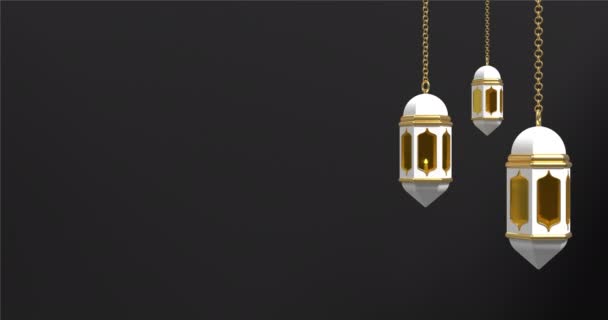 Rozsvícení Ramadánské Svíčky Animované Video Světla Islámských Luceren Video Bezešvé — Stock video