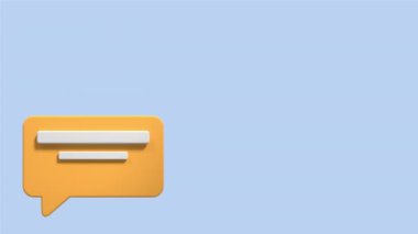 Üç boyutlu konuşma balonu animasyonu. Boş konuşma balonu animasyonu. Sosyal medya bilgilendirme simgesi. 4K kusursuz döngü video görüntüleri