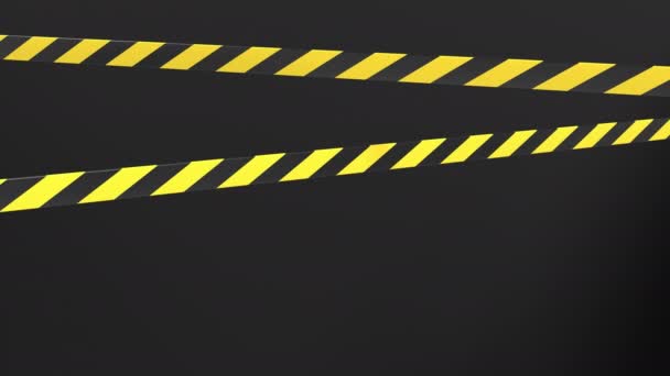 警告テープと警察のラインアニメーション 黒と黄色のラインストライプアニメーション 警告危険テープ シームレスな3Dアニメーション — ストック動画