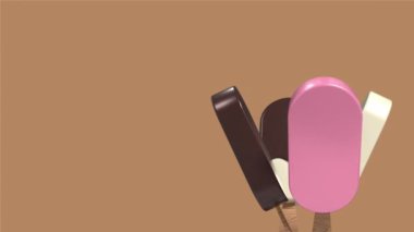 Dondurma animasyonu. Dondurma çubuklu dondurma tatlısı. 4K kusursuz döngü video görüntüleri