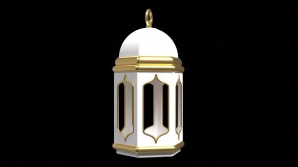 ラマダンランタンアニメーション イスラムのランタンライトのアニメーションビデオ 4Kシームレスループビデオ映像 アルファチャンネルによる透明な背景 — ストック動画