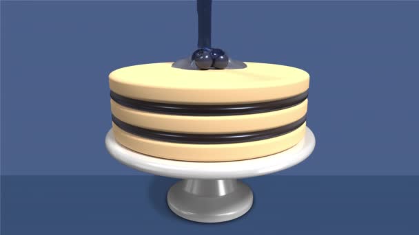 Ciasto Jagodowym Dżemem Ciasto Jagodowe Ciasto Płynem Blue Berry Glazury — Wideo stockowe