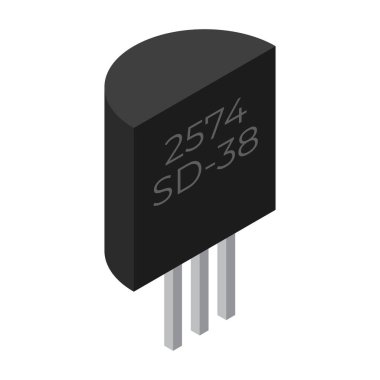 Transistör elektronik bileşen. Transistör simgesi. Isometric transistör. İzometrik elektronik bileşen. Vektör illüstrasyonu