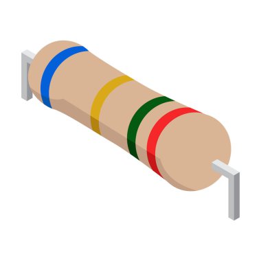 Elektronik bileşen direnci. Direnç simgesi. İzometrik direnç. İzometrik elektronik bileşen. Vektör illüstrasyonu