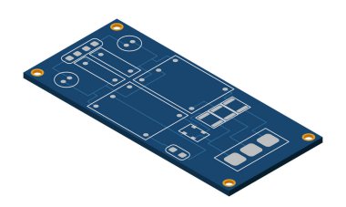 İzometrik elektronik pano. İzometrik baskılı devre kartı. Bütünleşik devre kartı. Vektör illüstrasyonu