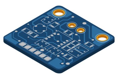 İzometrik elektronik pano. İzometrik baskılı devre kartı. Bütünleşik devre kartı. Vektör illüstrasyonu