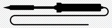 Lehim demiri. Solder ikonu. Lehim demiri siyah ikonu izole etti. Vektör illüstrasyonu
