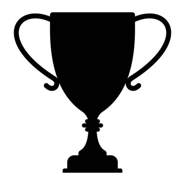 Ödül simgesi. Kupa kupası. Şampiyon Kupa Galibiyeti Ödülü. Kupanın siyah silueti. Vektör illüstrasyonu