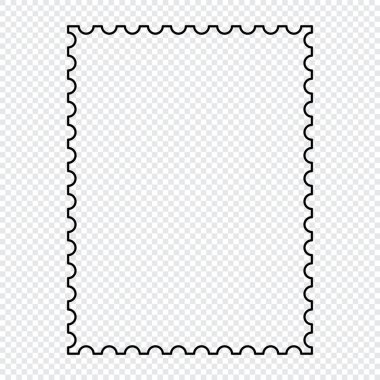 Boş posta pulu. Temiz posta pulu şablonu. Posta pulu sınırı. Sahte posta pulu. Vektör illüstrasyonu