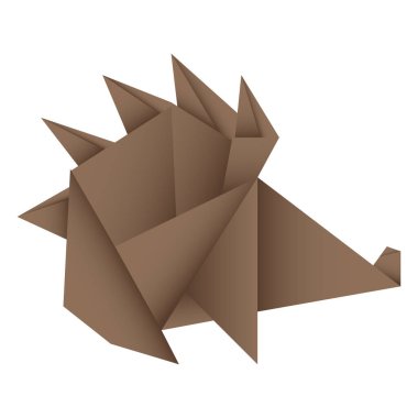 Kirpi origamisi. Soyut kirpi origami logo tasarımı. Hayvan origamisi. Kağıt origami. Vektör illüstrasyonu