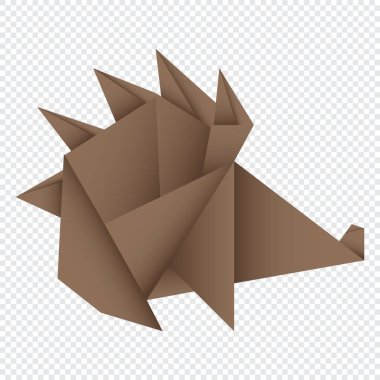 Kirpi origamisi. Soyut kirpi origami logo tasarımı. Hayvan origamisi. Kağıt origami. Vektör illüstrasyonu