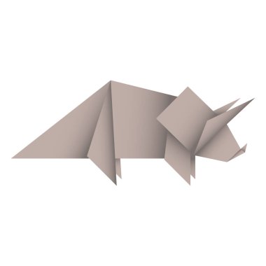 Dinozor origamisi. Soyut dinozor origami logo tasarımı. Hayvan origamisi. Kağıt origami. Vektör illüstrasyonu