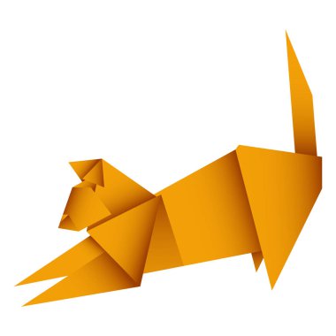 Kedi origamisi. Soyut kedi origami logo tasarımı. Hayvan origamisi. Kağıt origami. Vektör illüstrasyonu