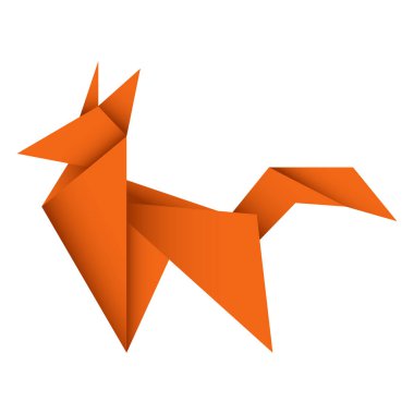 Tilki origamisi. Soyut tilki origami logo tasarımı. Hayvan origamisi. Kağıt origami. Vektör illüstrasyonu