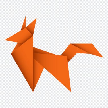 Tilki origamisi. Soyut tilki origami logo tasarımı. Hayvan origamisi. Kağıt origami. Vektör illüstrasyonu