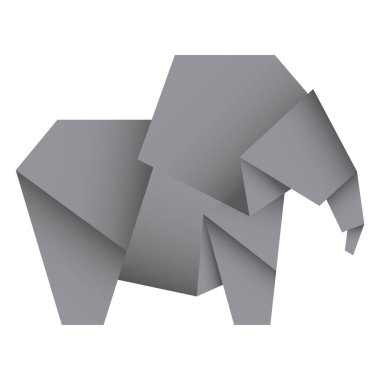 Fil origamisi. Soyut fil origami logo tasarımı. Hayvan origamisi. Kağıt origami. Vektör illüstrasyonu