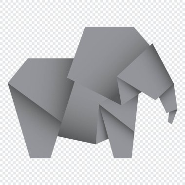 Fil origamisi. Soyut fil origami logo tasarımı. Hayvan origamisi. Kağıt origami. Vektör illüstrasyonu