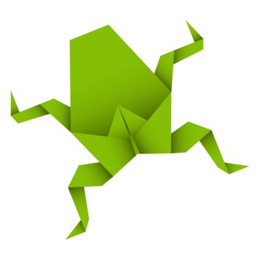 Kurbağa origamisi. Soyut kurbağa origami logo tasarımı. Hayvan origamisi. Kağıt origami. Vektör illüstrasyonu