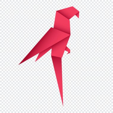 Papağan origamisi. Soyut papağan origami logo tasarımı. Hayvan origamisi. Kağıt origami. Vektör illüstrasyonu