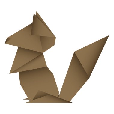 Sincap origamisi. Soyut sincap origami logo tasarımı. Hayvan origamisi. Kağıt origami. Vektör illüstrasyonu