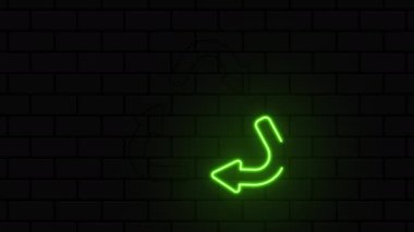 Sembol animasyonunu geri dönüştür. Yeşil geri dönüşüm veya geri dönüşüm okları simgesi. Yeşil okların parlayan neon çizgisi geri dönüşüm eko sembolü