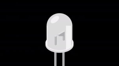 Beyaz uçlu izometrik animasyon. LED yarı iletken kompozisyonu. Işık yayan diyot. Elektronik bileşen izometrik tarzda. Alfa kanalı ile şeffaf arkaplan