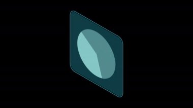 Bilgi grafikleri için Isome döngüsü animasyonu. Üç boyutlu pasta grafiği. Pasta çizelgesi simgesi. 4K video izometrik tarzda canlandırıldı. Alfa kanalı ile şeffaf arkaplan