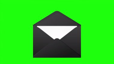 Beyaz kağıtlı açılış zarfının animasyonu. E- posta ileti simgesi canlandırması. Mesaj bildirim animasyonu. E- posta ve ileti simgesi