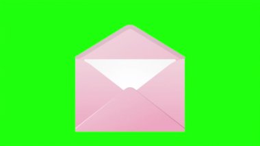 Beyaz kağıtlı açılış zarfının animasyonu. E- posta ileti simgesi canlandırması. Mesaj bildirim animasyonu. E- posta ve ileti simgesi