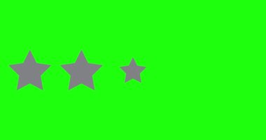 Dört yıldız derecelendirme animasyonu. Sarı dört yıldız değerlendirme ya da değerlendirme konsepti. Müşteri geribildirim kavramı. 4K canlandırması