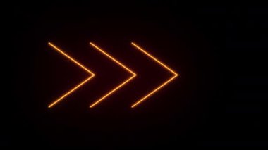 Parlak ışıklı işaret animasyonu. Neon ok yön işareti animasyonu. Parlayan neon ok. Neon ok sembolü simgesi. Alfa kanalı ile şeffaf arkaplan