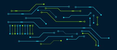 Yazılı devre kartı. Soyut fütüristik devre kartı. Yüksek teknoloji dijital devre kartı. Gelecekçi teknoloji tasarım elementleri. Vektör illüstrasyonu
