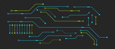 Yazılı devre kartı. Soyut fütüristik devre kartı. Yüksek teknoloji dijital devre kartı. Gelecekçi teknoloji tasarım elementleri. Vektör illüstrasyonu
