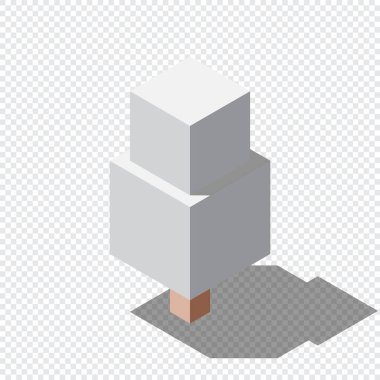 Isometric vektör kış ağacı. Ağaç izometrik elementler. Manzara tasarımı için Isometric ağaç ögesi. Park ögesi