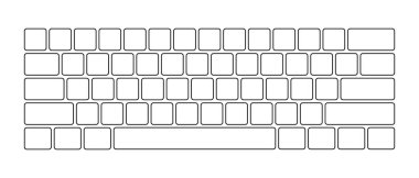 Grafik kullanımı için harflerle birlikte bilgisayar klavyesi düzeni. Modern bilgisayar klavyesi. Vektör illüstrasyonu