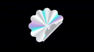 Gümüş holografik çıkartma animasyonu. Holografik çıkartma kalitesinde amblem. Parlak gökkuşağı amblemi. Alfa kanalı ile şeffaf arkaplan