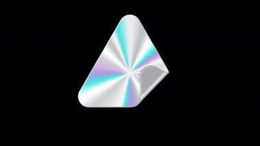 Gümüş holografik çıkartma animasyonu. Holografik çıkartma kalitesinde amblem. Parlak gökkuşağı amblemi. Alfa kanalı ile şeffaf arkaplan