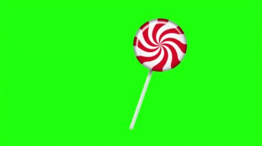 Çubuk animasyonda lolipop. Çizgili şeker. Tatlı şeker animasyonu. Yeni yıl için animasyon, kış tatili, tatlı, yeni yıl etkinliği