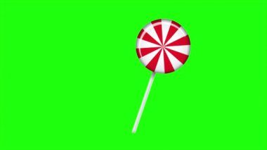 Çubuk animasyonda lolipop. Çizgili şeker. Tatlı şeker animasyonu. Yeni yıl için animasyon, kış tatili, tatlı, yeni yıl etkinliği