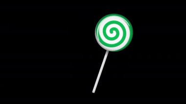 Çubuk animasyonda lolipop. Tatlı şeker animasyonu. Yeni yıl için animasyon, kış tatili, tatlı, yeni yıl etkinliği. Alfa kanalı ile şeffaf arkaplan