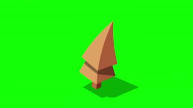Isome sonbahar ağacı animasyonu. Ağaç izometrik elementler. Manzara tasarımı için Isometric ağaç ögesi. Park elemanı. Hareket grafiği