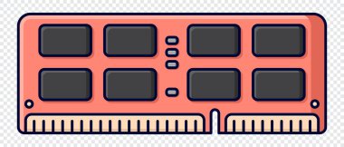 RAM hafıza bilgisayarı. Bilgisayar RAM simgesi. Rastgele erişim hafızası. Düz çizgi film tarzı. Vektör illüstrasyonu