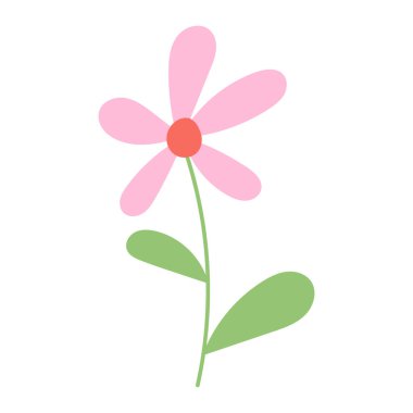 Yaz el çizimi çiçek. Yaban çiçeği ve yapraklar. Çiçek maddesi. Bahçe bitkisi. Vektör düz resimleme