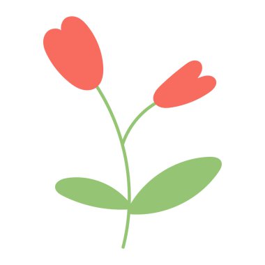 Yaz el çizimi çiçek. Yaban çiçeği ve yapraklar. Çiçek maddesi. Bahçe bitkisi. Vektör düz resimleme