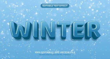 Kış için düzenlenebilir metin etkisi. Metin efekti kar teması. Kış metin biçimi teması