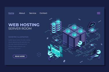 Isome web sunucusu iniş sayfası. Sunucu sunucu konsepti. Çevrimiçi bilgisayar teknolojisi. Dijital teknoloji web sitesi iniş sayfası. Isome teknolojisi
