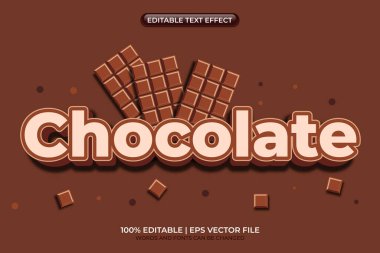 Çikolata düzenlenebilir metin efekti. Çikolata tarzı metin teması. Kahverengi çikolata metin efekti