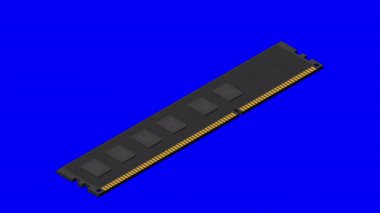 Isometric rastgele erişim hafıza animasyonu. RAM bellek gerçekçi 3D izometrik. Bilgisayar donanımı bileşenleri. 4K canlandırması