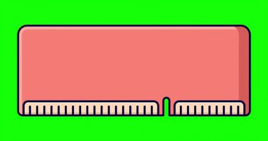 RAM hafıza animasyonu. Bilgisayar RAM animasyonu. Rastgele erişim hafızası. Düz çizgi film tarzı. 4K canlandırması