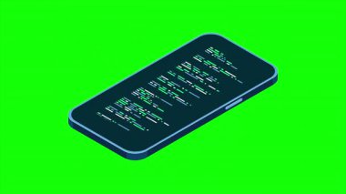 Itric akıllı telefon animasyonu. Basit düz izometrik telefon. Akıllı telefon aygıtı izometrik teknoloji. 4K video eşölçülü olarak canlandırıldı